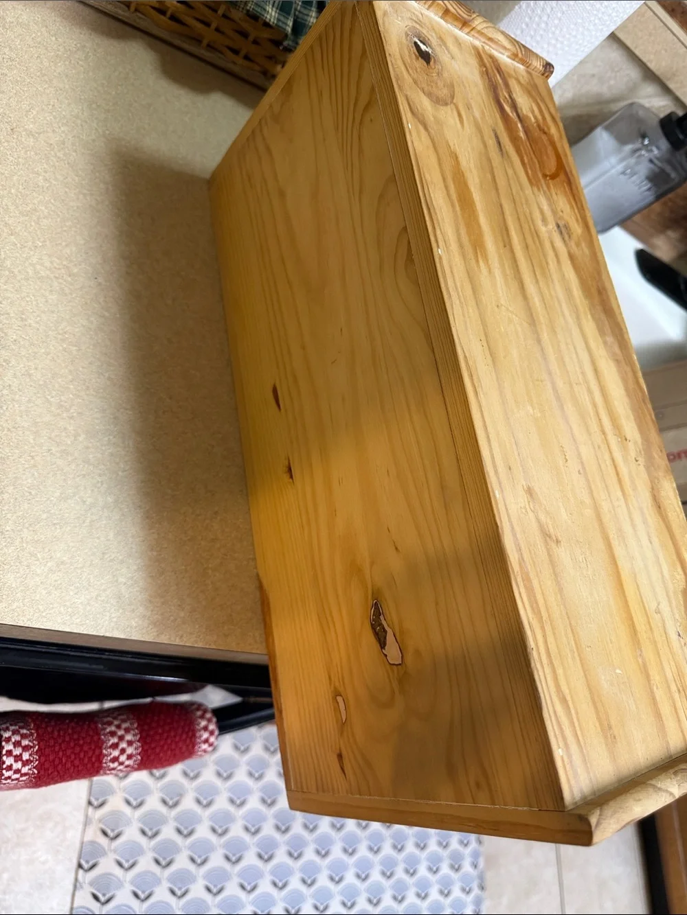 Solid Pine Wooden Bread Box in Natural Finish